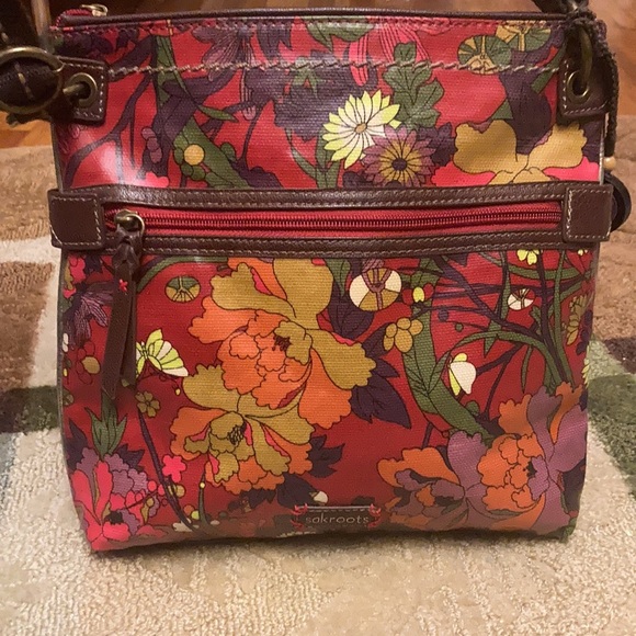 Sakroots Handbags - Sakroots Crossbody Bag with Butterfly & Orchids Print in Red